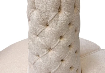 Hollywood Regency Round Banquet Settee Tufted Lobby Sofa in Bouclé, 1980s